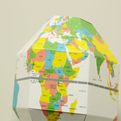 A globe folding world map compact assembly paper craft Pocket Earth: Foldable Globe [VOYAGE] NATION ALEXCIOUS