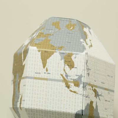 A globe folding world map compact assembly paper craft Pocket Earth: Foldable Globe [VOYAGE] TIMEZONE ALEXCIOUS