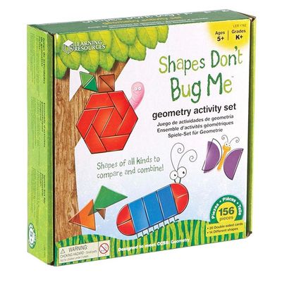 Learning Resources Shapes Don't Bug Me - Geometry Activity Set - 136 Pieces, Ages 5+ Learning Math Games for Kids, Back to School Activities, Classroom Games for Teachers