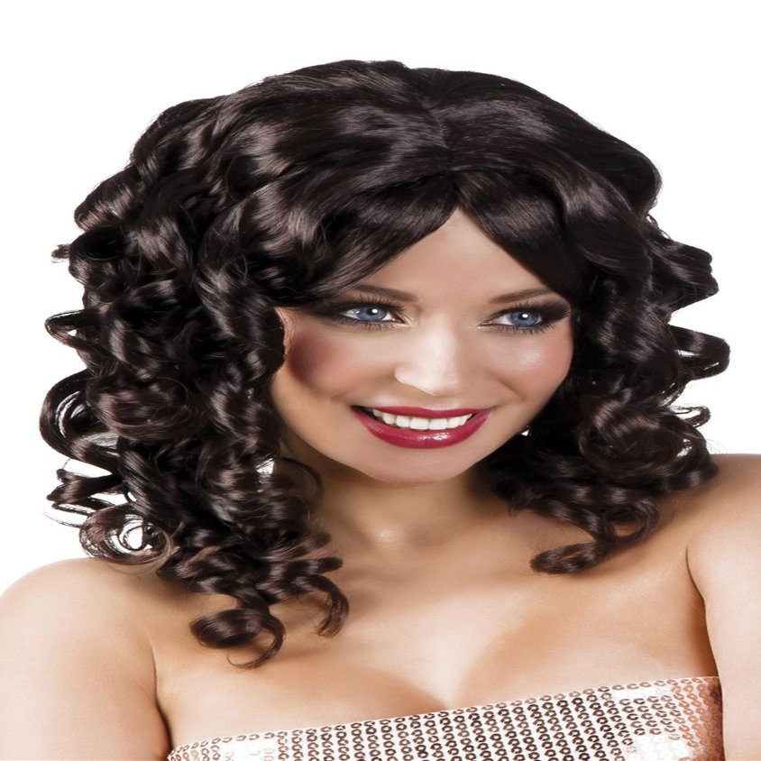 Boland 10103201 BOL86210 Women's Cocktail Wig with Curls, Black, One Size