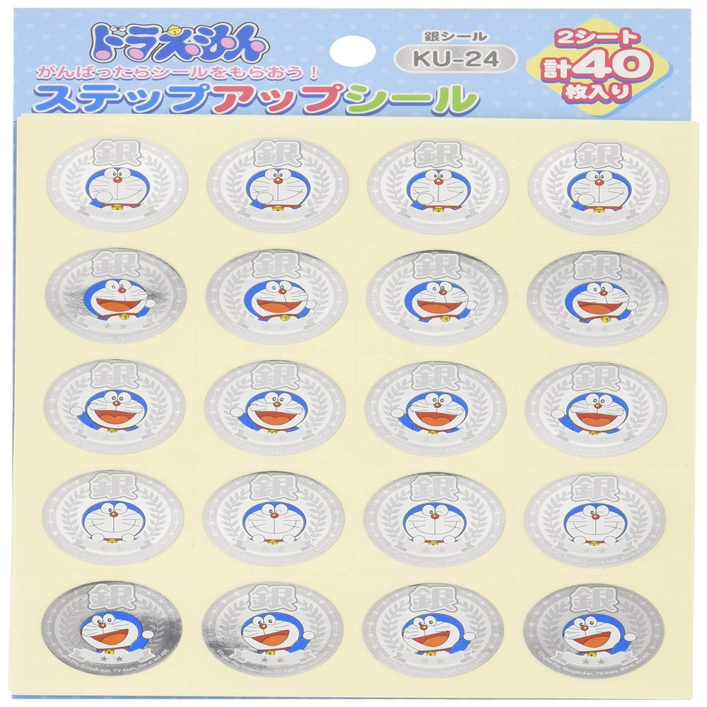 SHOWA Notes Step Up Sticker, Doraemon, Silver, KU-24, Pack of 10