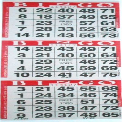 SmallToys 3 on Red Bingo Paper Game Cards - 1000 Sheets - 4 Inch by 12 Inch Size Disposable Sheet - Made in USA