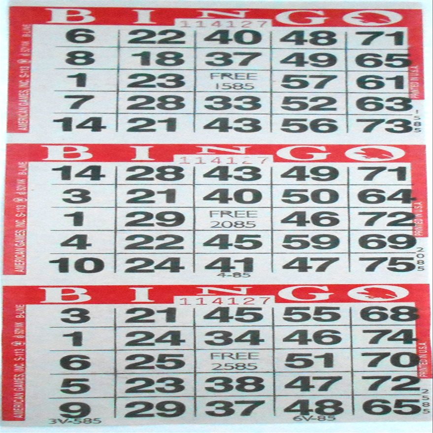 SmallToys 3 on Red Bingo Paper Game Cards - 1000 Sheets - 4 Inch by 12 Inch Size Disposable Sheet - Made in USA