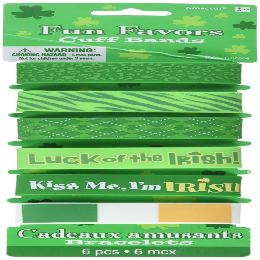 Amscan St. Patrick's Day Green Silicone Cuff Bands, 6 Ct. | Party Favor
