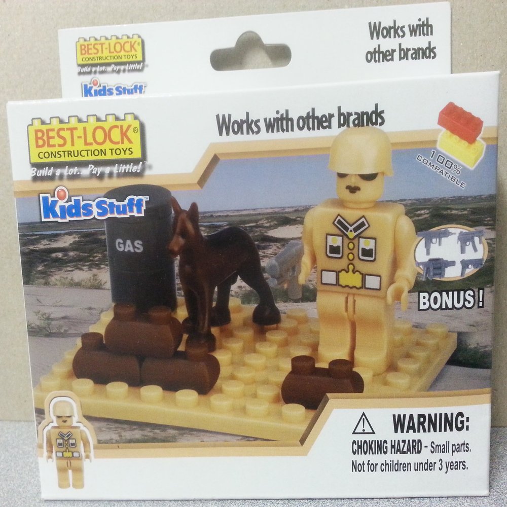 Yellow Military Army Man with Brown Dog, Guns and Gas Can 100% Compatible