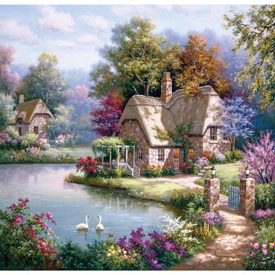 Perre Group Swan Cottage Jigsaw Puzzle (1500-Piece), Multicolor (PER4529)