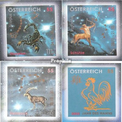 Austria 2551-2554 (Complete.Issue.) 2005 Zodiac (Stamps for Collectors) Astrology/Zodiac Sign