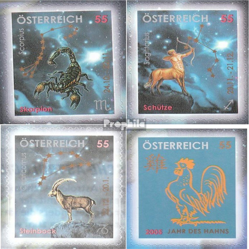 Austria 2551-2554 (Complete.Issue.) 2005 Zodiac (Stamps for Collectors) Astrology/Zodiac Sign