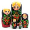 BuyRussianGifts Original Nesting Dolls Traditional Russian Hand Carved Hand Painted 5 Piece Doll Set / 5" Tall view 1