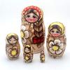 BuyRussianGifts Russian Nesting Dolls Wood-Burned 5 Piece Doll Set 4" Tall view 1
