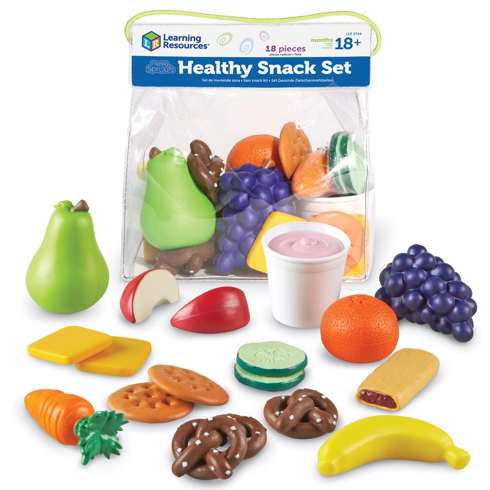 Learning Resources New Sprouts Healthy Snack Set - 18 Pieces, Ages 18+ months Pretend Play Food for Toddlers, Preschool Learning Toys, Kitchen Play Toys for Kids