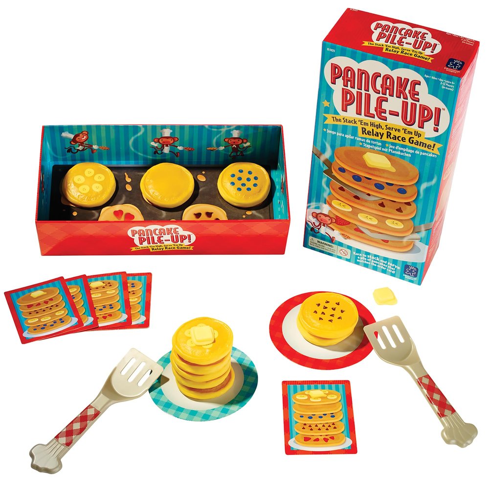 Educational Insights Pancake Pile-Up, Sequence Relay Board Game for Preschoolers, For 2-4 Players, Easter Basket Stuffers for Kids, Gift for Kids Ages 4+