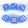 Wondertrail Blue Frosted with White Pips 16mm D6 Dice Set of 6 WCX27606E6 view 1