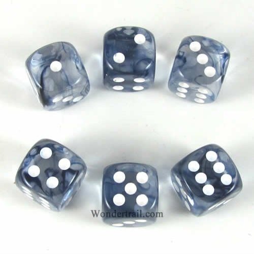 Wondertrail Black Nebula with White Pips 16mm D6 Dice Set of 6 WCX27608E6