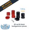 WE Games Wood Backgammon Chips with Cloth Pouch - Red & Black 1.5 in. Diameter view 3