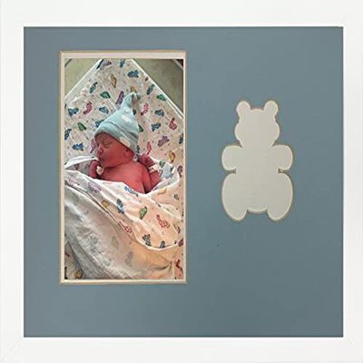 Children's Tabletop Infant Boy Teddy Bear 8x10 White Wood Photo Frame Holds 4x6 Photo white metal moulding