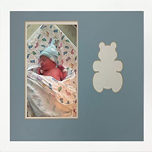Children's Tabletop Infant Boy Teddy Bear 8x10 White Wood Photo Frame Holds 4x6 Photo white metal moulding