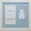 Children's Tabletop Infant Boy Teddy Bear 8x10 White Wood Photo Frame Holds 4x6 Photo white metal moulding view 3