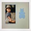 Wall Mount Childrens Nursery Infant Boy Blue and Green Teddy Bear Infant Photo Frame 8x10 Hold 4x6 Photo White wood Frame view 1