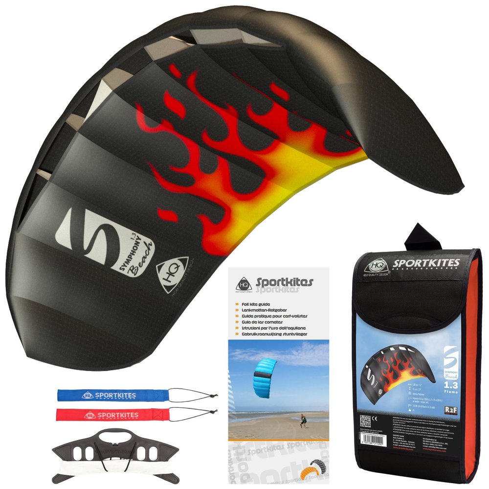 HQ Kites Symphony Beach III 1.3 Stunt Kite 51 Inch Dual - Line Sport Kite, Color: Flame - Active Outdoor Fun for Ages 8 and Up