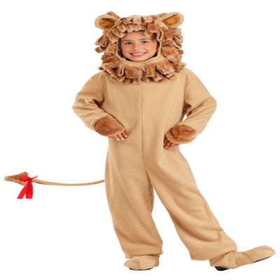Fun Costumes Child Lion Costume, Plush Animal Jumpsuit for Kid's, Jungle Cat Outfit for Halloween, Tan
