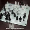 Avant-Garde Black Frosted Glass Chess Set with Mirror Board view 3