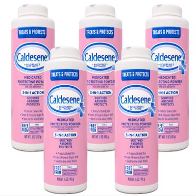 Caldesene Medicated Protecting Powder with Zinc Oxide & Cornstarch-Talc Free, 5 Ounce (5 Pack)