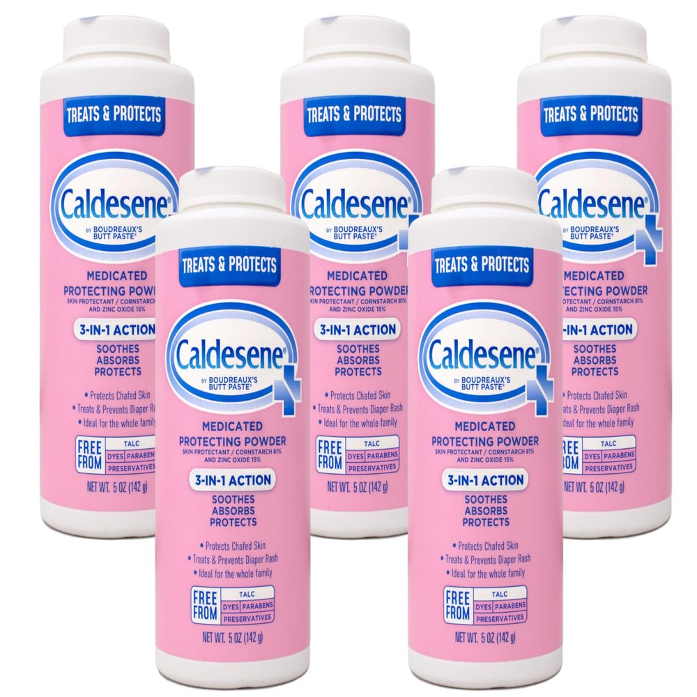 Caldesene Medicated Protecting Powder with Zinc Oxide & Cornstarch-Talc Free, 5 Ounce (5 Pack)
