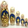 BuyRussianGifts Russian Gold Church Nesting Dolls Wood Burned Hand Carved Hand Painted 5 Piece Doll Set 7" Tall view 2