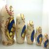 BuyRussianGifts Russian Gold Church Nesting Dolls Wood Burned Hand Carved Hand Painted 5 Piece Doll Set 7" Tall view 4