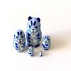 1.25" Tall Blue Cat with Mouse Mini Nesting Dolls Russian Hand Carved Hand Painted 5 Piece Matryoshka Set view 3