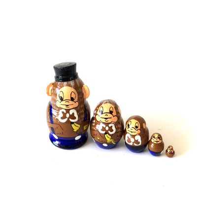 BuyRussianGifts 1.25" Tall Monkey MINI Nesting Dolls Russian Hand Carved Hand Painted 5 Piece Matryoshka in Each Set