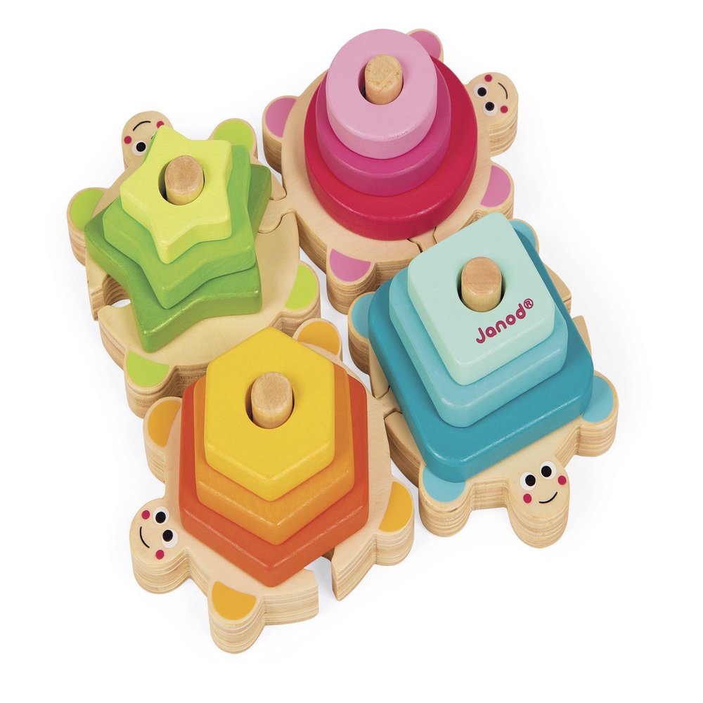 Janod I Wood Stackable Turtles - 12 Pieces - Ages 18 Months + - J05337