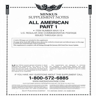 2013 Minkus All American Part 1 Supplement