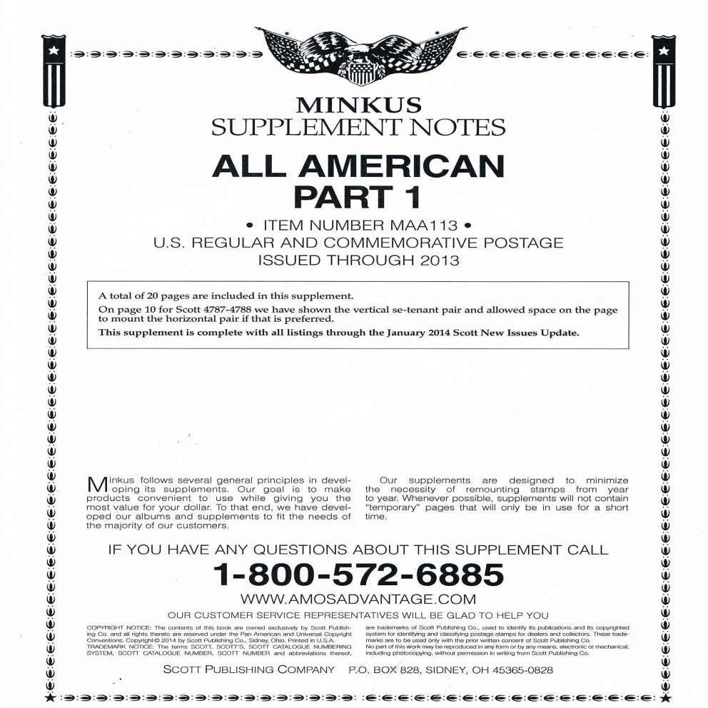 2013 Minkus All American Part 1 Supplement