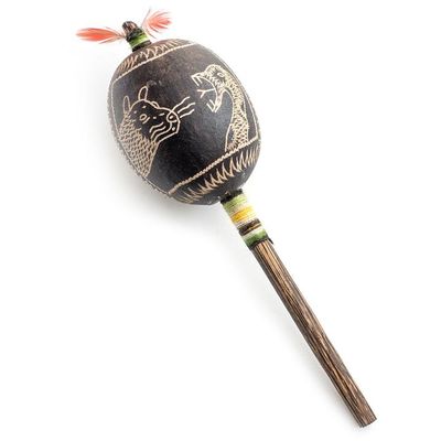 Shamans Market Peruvian Amazon Gourd Rattle for Four Directions, Small, 1 Count, Artisan Hand Crafted Shaman Tool, Native American Instrument for Sound Healing and Meditation