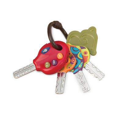 B. toys LucKeys Pretend Play Keys 4 Textured Toy Keys for Babies & Toddlers Flashlight & Car Sounds 10+ Months