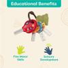 B. toys LucKeys Pretend Play Keys 4 Textured Toy Keys for Babies & Toddlers Flashlight & Car Sounds 10+ Months view 3
