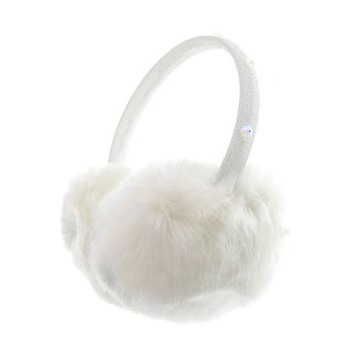 Claire's Shimmery Winter White Ear Muffs in Off-White