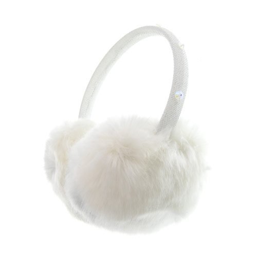 Claire's Shimmery Winter White Ear Muffs in Off-White