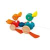 Janod Zigolos Pull Along Duck Family Early Learning and Motor Skills Toy with Flapping Feet Made of Beech and Cherry Wood for Ages 12 Months view 3