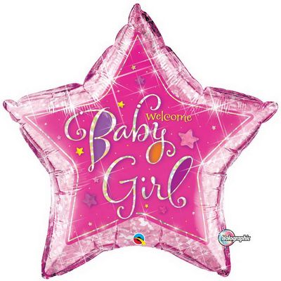 36" Welcome Baby Girl Stars Jumbo Balloon