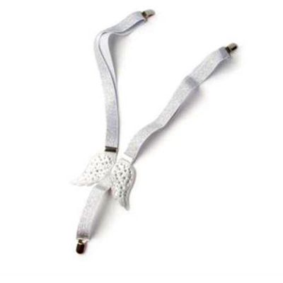 Claire's Glitter Suspenders with Crystal Studded Angel Wings - White