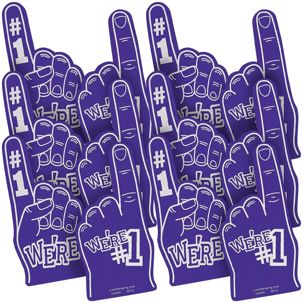 Purple School Spirit Foam Hand - Toys - 12 Pieces