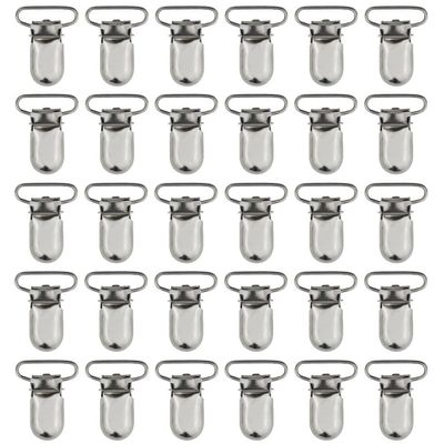 25pcs 1" Pacifier Suspender Clips, Marrywindix Pacifier Clips for Making Pacifier Holders Bib Clips Toy Holder Silver