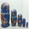 BuyRussianGifts Russian Traditional Blue Matryoshka Hand Painted Nesting Set of 5 Dolls / 5" Tall view 3
