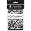 Black Damask Invitations, 8ct view 3