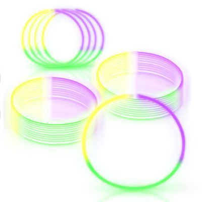 Windy City Novelties 22 Glow Stick Necklaces 50 Pack for Summer Parties, Camping & July 4th Celebrations (Yellow/Purple/Green)