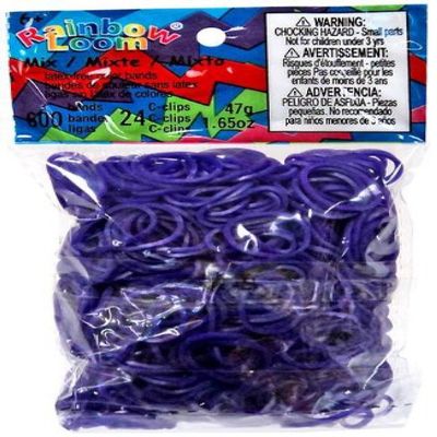 Official Rainbow Loom 600 Ct. Rubber Band Refill Pack DEEP PURPLE [Includes 25 C-Clips!]