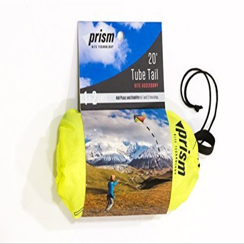 Prism Kite Technology Flying Tube Tail Kite Accessory with Clip Attachment for Single and Dual Line Kites (Black and White, 20 Foot)